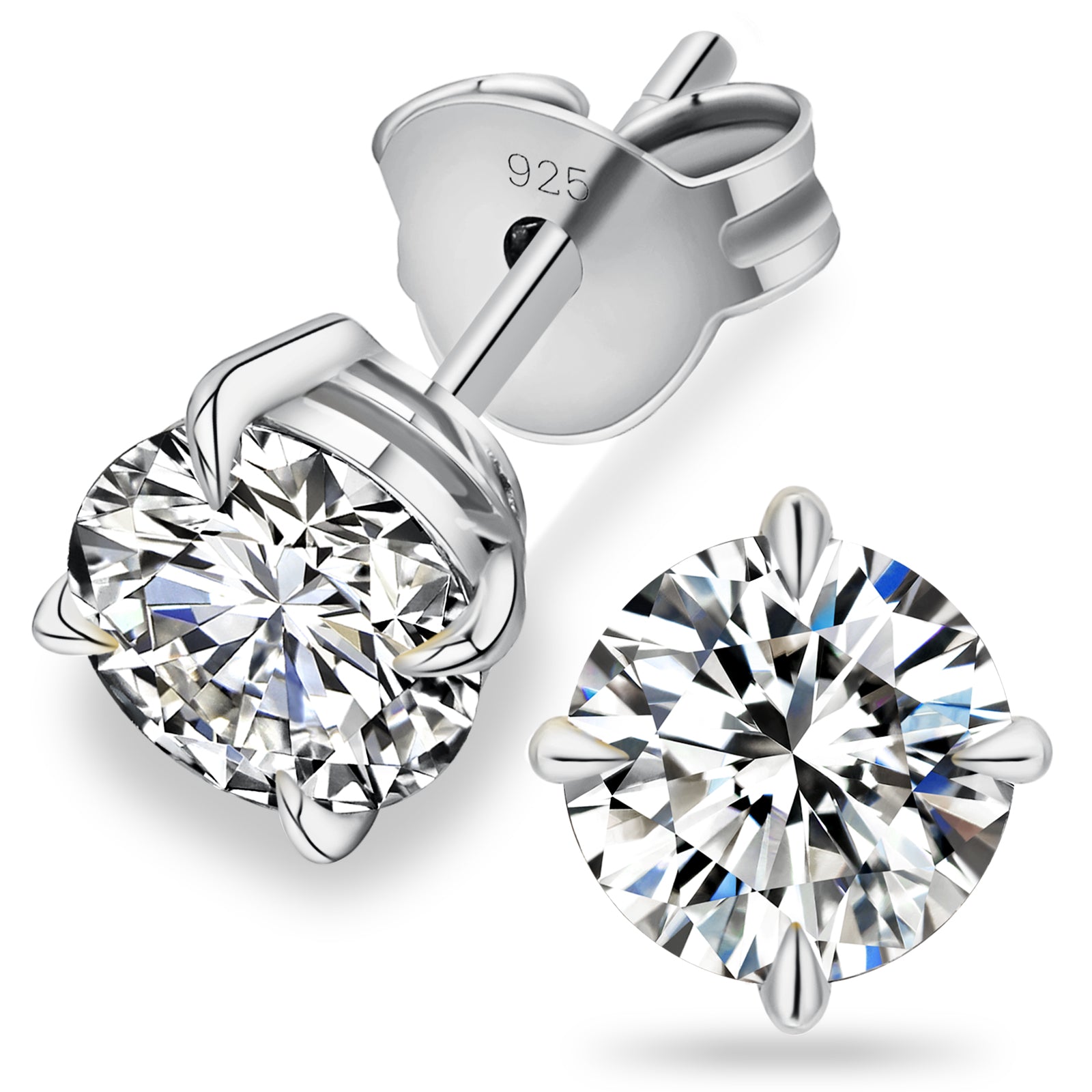 Orecchini unisex moissanite in argento sterling 925 con moissanita da 1 ct, design elegante e brillante.
