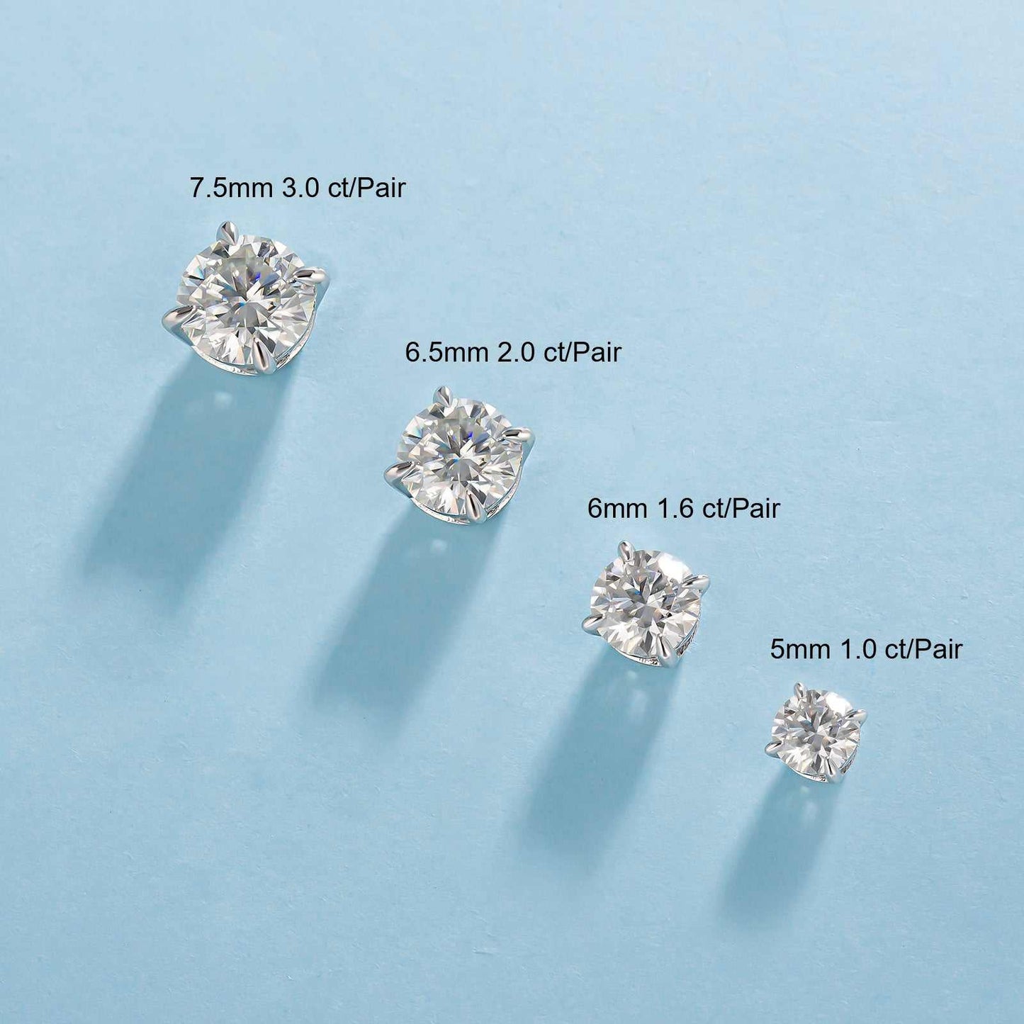 Orecchini da donna e uomo in argento 925 con moissanite 1ct - indossati